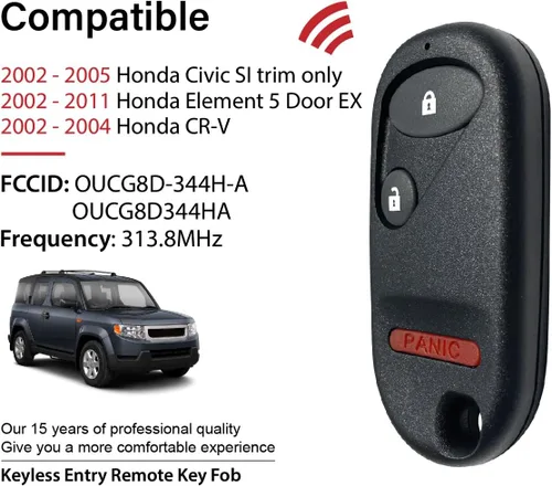 Miniatura 2 de Control remoto de entrada sin llave OUCG8D344HA 313.8MHz 3 botones de repuesto para Honda Civic Element CR-V 2002-2011