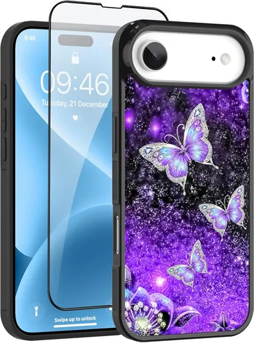 Miniatura 19 de OOK Funda Magnética para iPhone 15 Plus Diseño de Nebulosa Espacial de Flores Morado Profundo [Compatible con MagSafe] PC Duro + TPU Suave