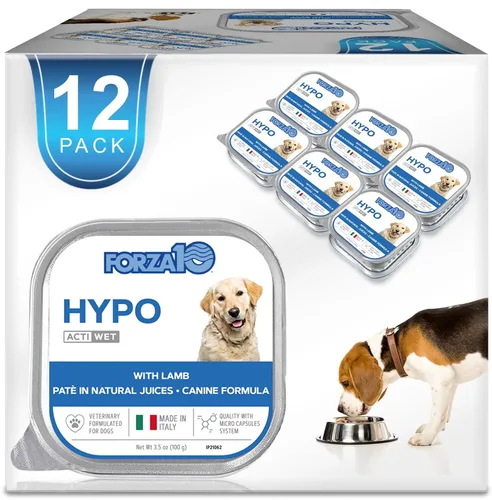 Forza10 - Alimento para perros, alimento húmedo formulado por veterinarios para alergias, apoyo de la piel y el pelaje, sin OMG, sabor a cordero,