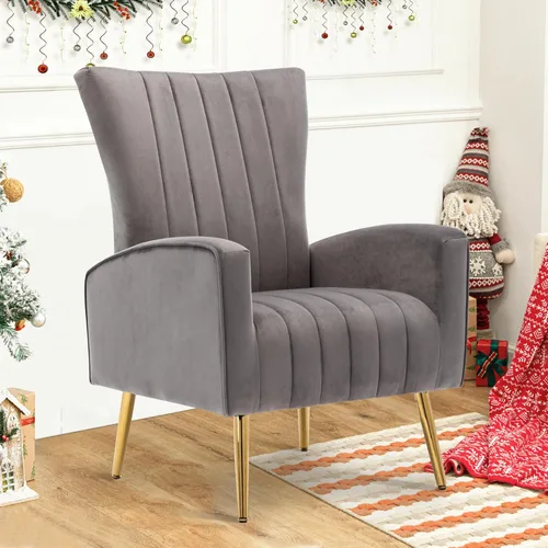 Miniatura 10 de LSSPAID Juego de 1 sillas decorativas de terciopelo, tapizadas de tela moderna, sillas para sala de estar, sillones con respaldo de ala y patas