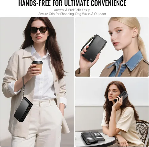 Miniatura 6 de Defencase Funda tipo cartera ultra magnética para Samsung Galaxy S22 compatible con Magsafe con cremallera de bloqueo RFID y tarjetero para mujer