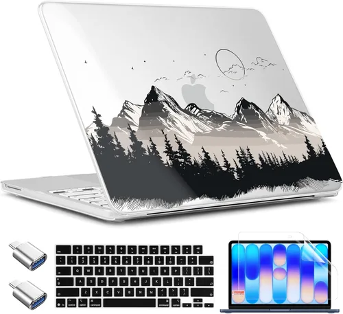 Miniatura 15 de TWOLSKOO Funda para MacBook Neo de 13 pulgadas 2026 A3404 A18 Pro Chip, carcasa rígida de plástico con adaptador tipo C, 2 fundas para cámara web