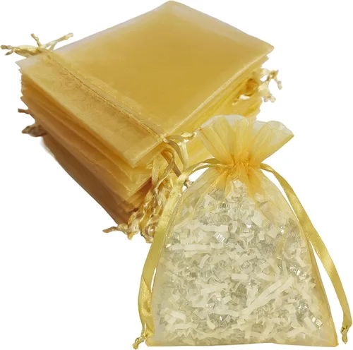 Miniatura 9 de Paquetes de 50 bolsas de organza de regalo de 4 x 6 pulgadas, cordón negro a granel para baby shower, Navidad, cumpleaños de profesores, recuerdos