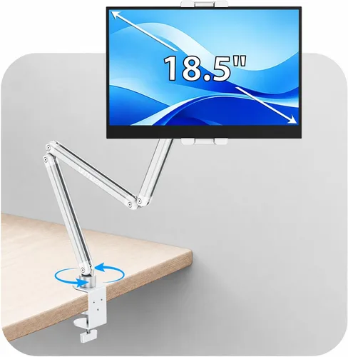 Miniatura 15 de Urmust Soporte de pared para tableta para iPad, rotación de 360°, soporte ajustable para tablet con brazo extensible de aluminio, para iPad