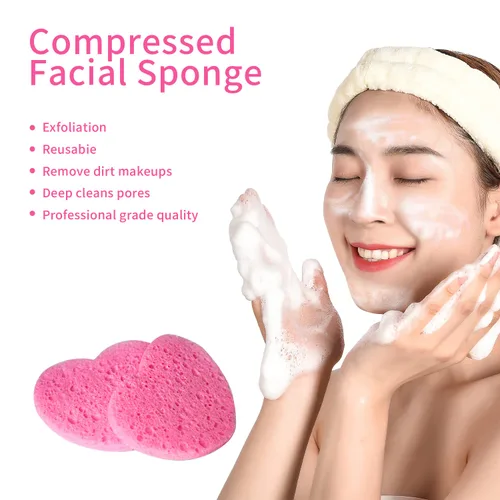 Miniatura 6 de 50 esponjas faciales comprimidas de celulosa natural 100%, esponjas de cara profesionales para cosmética y spa, para limpieza facial, máscara