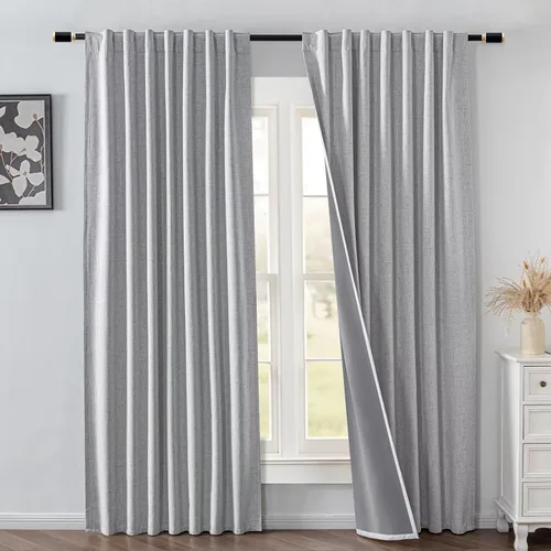 Miniatura 63 de IGEMAEVE Cortinas 100% opacas de 108 pulgadas de largo para dormitorio, juego de 2 paneles de cortinas opacas con bolsillo para barra y pestaña
