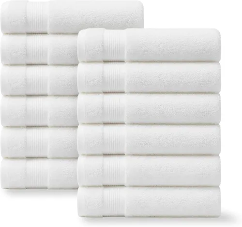 Miniatura 18 de Linteum Textile Supply Toalla de mano negra prémium de 16 x 27 pulgadas, 100% algodón, sin torsión, absorbente, de secado rápido, duradera