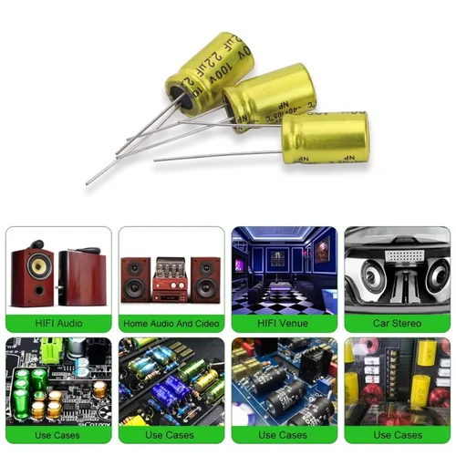Miniatura 7 de 10 unids 2.2uF 100V condensador electrolítico no polarizado 10x17mm (0.39x0.67in) NP para audio tweeter condensador divisor de frecuencia