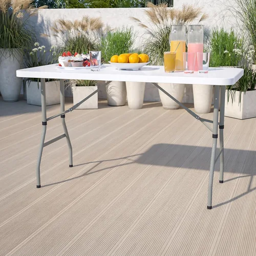 Miniatura 2 de Flash Furniture Kathryn Mesa plegable de plástico blanco granito ajustable de 4.93 pies de altura