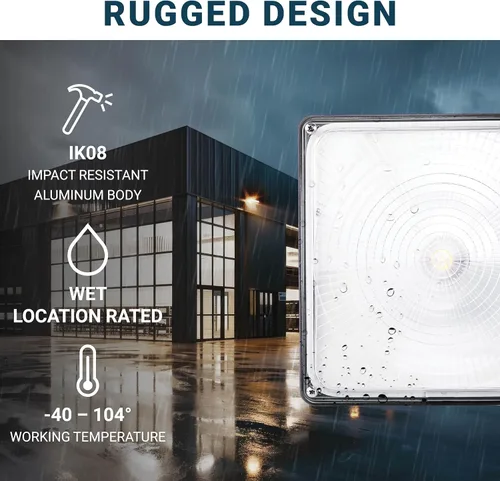 Miniatura 6 de PARMIDA - Luz LED para toldo, 70 W, regulable, 110-277 VAC, IP65 impermeable, certificación ETL, 5000K, 9.6 x 9.6 pulgadas, gasolinera, iluminación