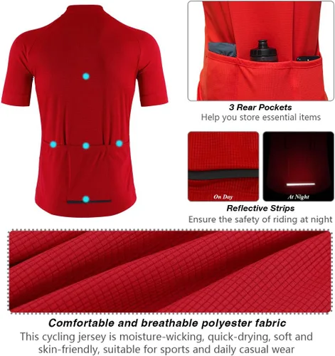 Miniatura 3 de CATENA Camiseta de ciclismo para hombre, manga corta, para correr, absorbe la humedad, camiseta deportiva para entrenamiento