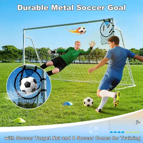 Miniatura 5 de Porterías de fútbol para patio trasero, portería de fútbol de 12x6 pies, grande 10x6.5 pies, 8x6 pies, 6x4 pies, porterías de fútbol para jóvenes