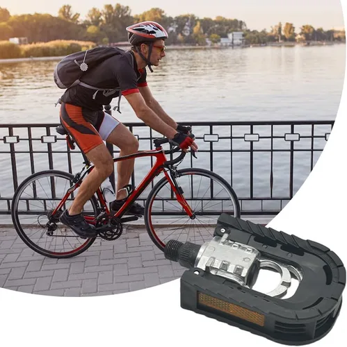 Miniatura 3 de Pedales plegables para bicicleta de montaña, pedales planos de aluminio de 9/16 pulgadas con tiras reflectantes, pedales de ciclismo planos anchos