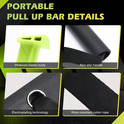 Miniatura 4 de 1 juego de barra de dominadas portátil, barra de dominadas ajustable para puerta desde casa fitness. Capacidad de carga superior a 330 libras sin