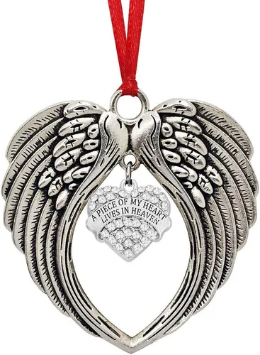JUPPE Regalos conmemorativos, regalos de condolencias por la pérdida de un padre amado, madre, alas de ángel, adorno de Navidad, decoración de un Un