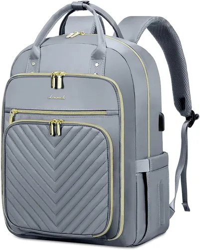 Miniatura 16 de LOVEVOOK Mochila para laptop para mujer, mochila de trabajo de moda con puerto USB, mochilas impermeables para el trabajo., Caqui-beige, 15,6 pulg.