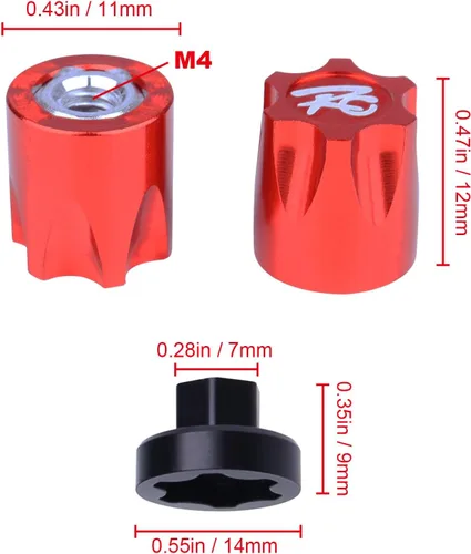 Miniatura 2 de Hobbypark Adaptador de tapa central de llanta de automóvil RC de aluminio para 1/10 RC Crawler Traxxas TRX4 Axial SCX10 90046 D90 Redcat Gen7 (rojo)