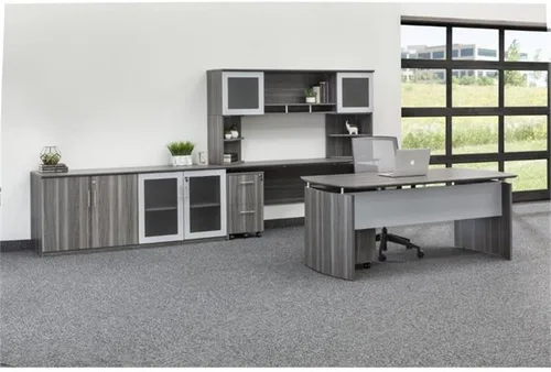 Miniatura 2 de Pemberly Row Carcasa de escritorio flotante para computadora de 72 pulgadas en acero gris