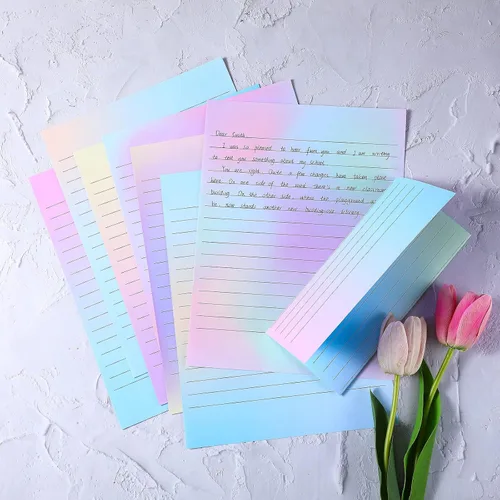 Miniatura 4 de Patelai 120 hojas de papel de escritura, 8.5 x 11 pulgadas, papel de escritura de letras forradas de doble cara, lindo juego de papelería