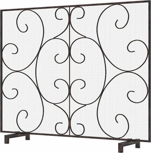 Miniatura 8 de Kingson Pantalla Decorativa Plana de Panel Único para Chimenea, Cubierta de Malla de Metal Duradera Hecha a Mano, Resistente al Calor, Protector