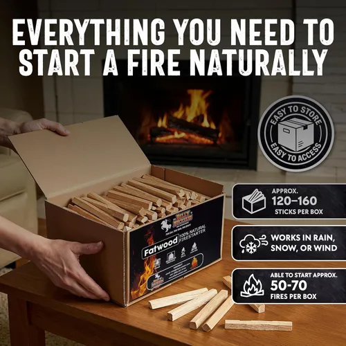 Miniatura 4 de Billy Buckskin - Palitos de fuego de madera de fatwood de 10 libras, 100% naturales, para fogatas, chimeneas, barbacoas, estufas de leña, fácil