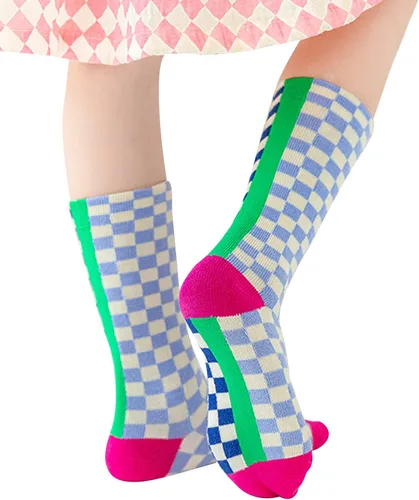 Miniatura 5 de Calcetines tobilleros de algodón a cuadros para niñas y niños pequeños unisex