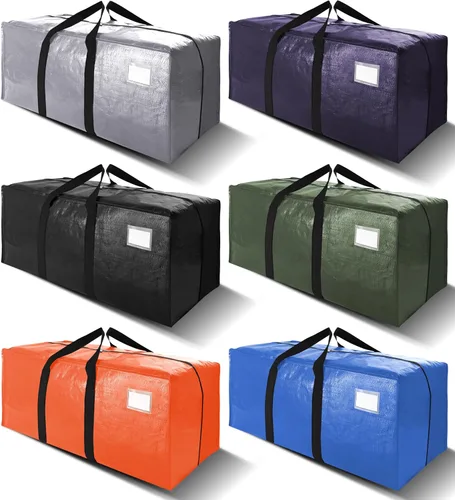 Miniatura 20 de VELVETSURE - Bolsas de almacenamiento extragrandes y de alta resistencia para mudanza, con asas y cremalleras, correas de mochila, asas grandes