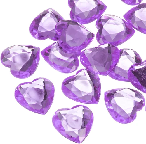 Miniatura 32 de MECCANIXITY 20 piezas de diamantes de imitación acrílicos de corazón de 0.787 pulgadas (0.787 in) con parte trasera plana, gemas de plástico