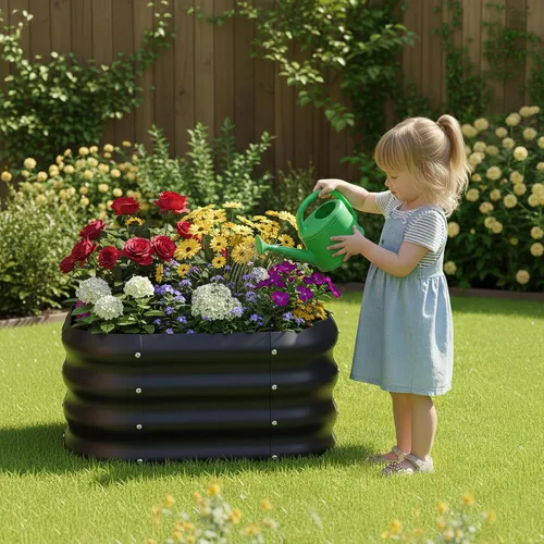 Miniatura 2 de Paquete de 2 camas de jardín elevadas galvanizadas de 2 x 1 pies, cama para macetas al aire libre, jardinera de metal para jardinería y plantación