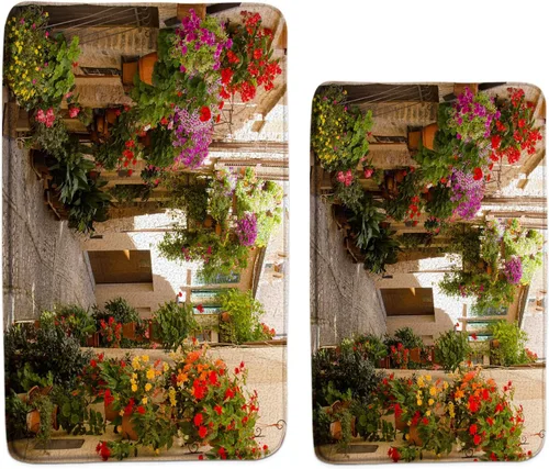 Miniatura 19 de GCTNBJL Tapete de baño con diseño floral de hojas verdes, flores rosas, bohemio, botánico, tropical, hojas bohemias, plantas, naturaleza, negro