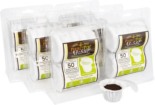 Perfect Pod EZ-Cup 2.0 Filtros de café de papel desechables para cápsulas de café reutilizables de una sola porción, paquete de 6 (300 unidades)