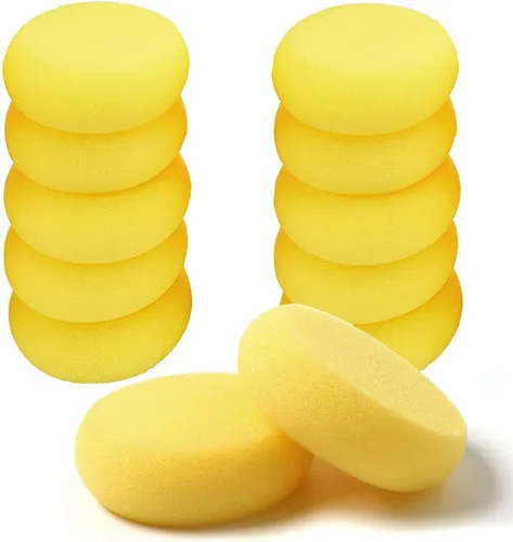 12 esponjas redondas de pintura WAFJAMF de 2.96 pulgadas de color amarillo, esponja de arcilla para pintura facial, manualidades