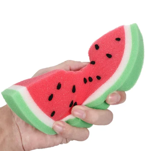 Miniatura 3 de LALAFINA Esponjas de baño de frutas, 4 unidades para niños, lindos fregadores corporales, esponjas de limpieza de ducha para accesorios de baño