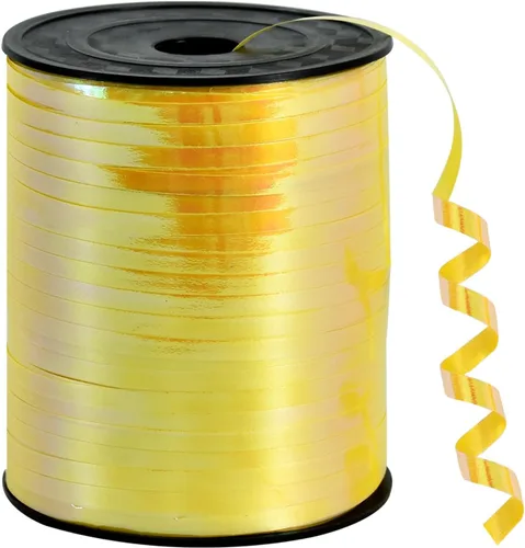 BEISHIDA Cintas doradas de 500 yardas de 0.197 in para envolver regalos, cinta rizada fina dorada amarilla para manualidades, cuerda de globos,