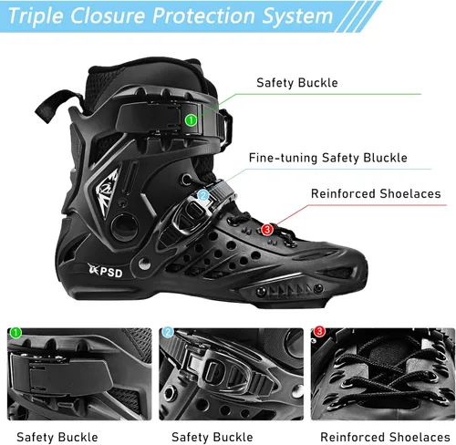 Miniatura 2 de Patines profesionales en línea con ruedas de 0.157 x 3.150 in, patines de una sola fila de fitness para adultos, mujeres y hombres, botas interiores