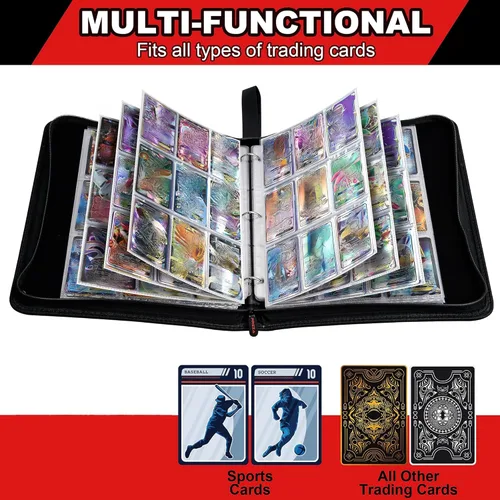 Miniatura 3 de PREZA Carpeta de tarjetas coleccionables – Carpeta de tarjetas de 9 bolsillos – Se adapta a 900 tarjetas – Carpeta de transporte de libros