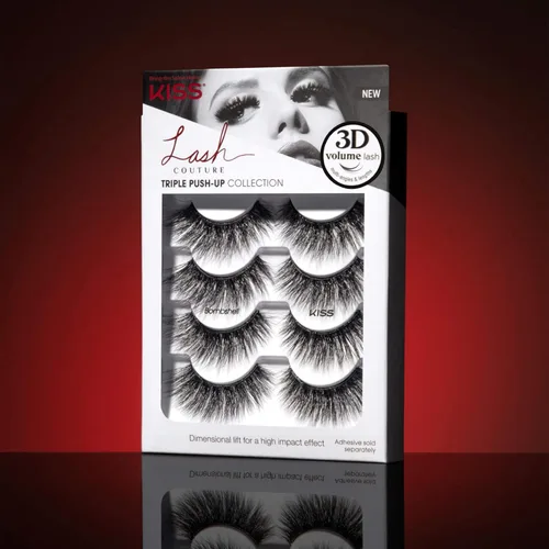 Miniatura 2 de KISS Pestañas postizas Triple Push-Up, 'Babydoll', de 0.47 a 0.55 pulgadas, incluye 4 pares de pestañas postizas, fáciles de aplicar, racimos