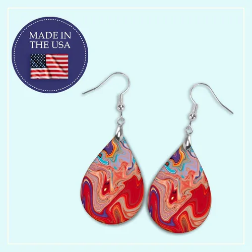 Miniatura 47 de Dangle Earrings for Women Colorful Dangling Drop Statement Jewelry Printed MDF Wood Teardrop Double Side Print Handmade by The Painted Pug