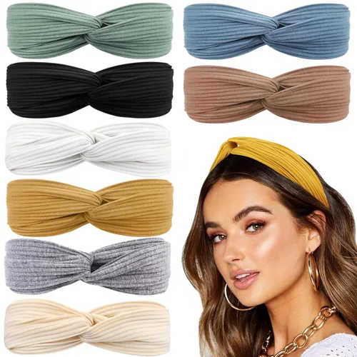 DRESHOW Paquete de 8 diademas anudadas para mujer, con tiras cruzadas, antideslizantes, bohemias, trenzadas, accesorios para el cabello