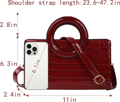 Miniatura 116 de ZLMBAGUS - Bolso de mano para mujer, diseño vintage con solapa y asa, de piel sintética, para llevar al hombro