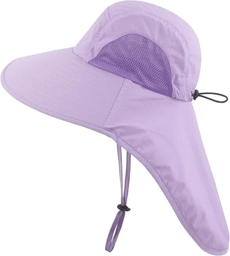 Miniatura 9 de Muryobao Kids Girls Boys Summer Sun Hat UV Protection UPF50+ Hats Mesh Bucket Cap for Beach Fishing with Neck Flap