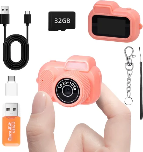Miniatura 15 de Mini cámara con llavero, FHD 1080p 8MP Mini cámara digital con tarjeta SD de 32 GB, pantalla HD de 0.96 pulgadas, duración de la batería de 100 Negro