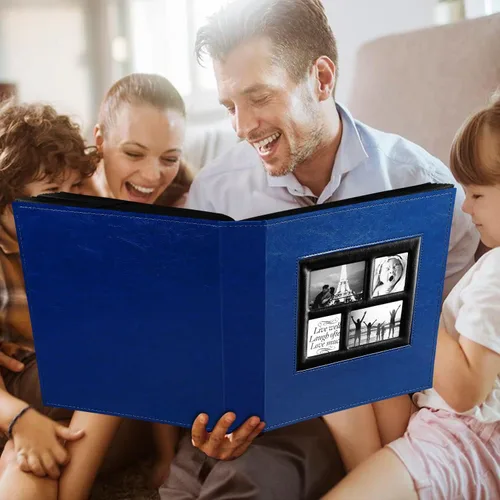 Miniatura 7 de Ywlake - Álbum de fotos de 4 x 6 pulgadas con 500 bolsillos, capacidad extragrande, para fotos familiares o de boda, capacidad para 500 fotos Azul