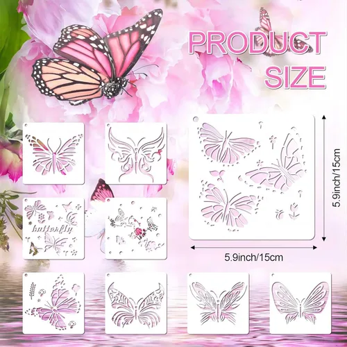 Miniatura 3 de 25 plantillas de mariposa, plantillas de primavera, plantillas de plástico reutilizables, plantillas de manualidades con temática de pintura