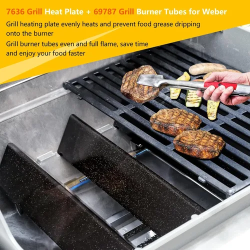 Miniatura 4 de Piezas de repuesto para Weber Spirit de 15.3 pulgadas de acero porcelánico 7636 placa de calor para parrilla y tubo de quemador 69787 para parrilla