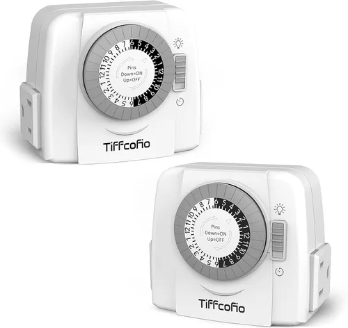 Miniatura 9 de TiFFCOFiO Temporizador de Enchufe Mecánico para Interiores, Temporizadores de 3 Clavijas para Tomas Eléctricas, Temporizador de Luz Enchufable