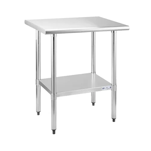 Miniatura 44 de Mesa de acero inoxidable para preparación y trabajo, con ruedas giratorias, mesa resistente, comercial NSF, con estante inferior y protector