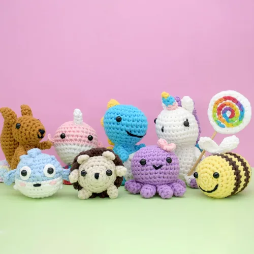 Miniatura 7 de Paquete de 24 hilos de ganchillo para principiantes, color azul, verde, rosa, morado, amarillo, arco iris, algodón fácil de ganchillo para tejer, 24