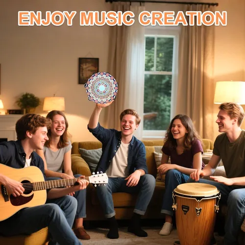 Miniatura 8 de Panderetas de instrumentos musicales de mano: panderetas para adultos, jingles de metal de doble fila de 8 pulgadas, pandereta de madera