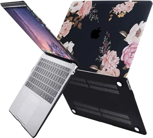 Miniatura 3 de MOSISO Funda compatible con MacBook Air de 13 pulgadas 2022 2021 2020 2019 2018 versión A2337 M1 A2179 A1932, peonía de plástico, cubierta de Negro